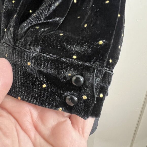 NWT Nanette Lepore Black Velvet Blouse Gold Polka Dots Mockneck Shirt XL NEW - Picture 5 of 16